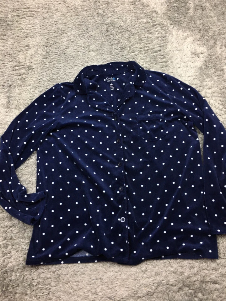 Camisa de pijama Croft & Barrow para mujer talla grande azul suave piel sintética lunares Foto 3 de 4