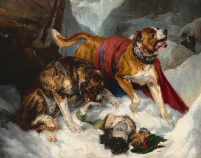 Alpine Mastiffs Reanimating a Distressed Traveler | Edwin Landseer | 1820 Print
