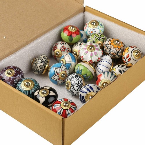 20 Pcs Wholesale Lot Vintage Look Ceramic Door Knobs Cabinet Drawer Pull Handle - Picture 2 of 6