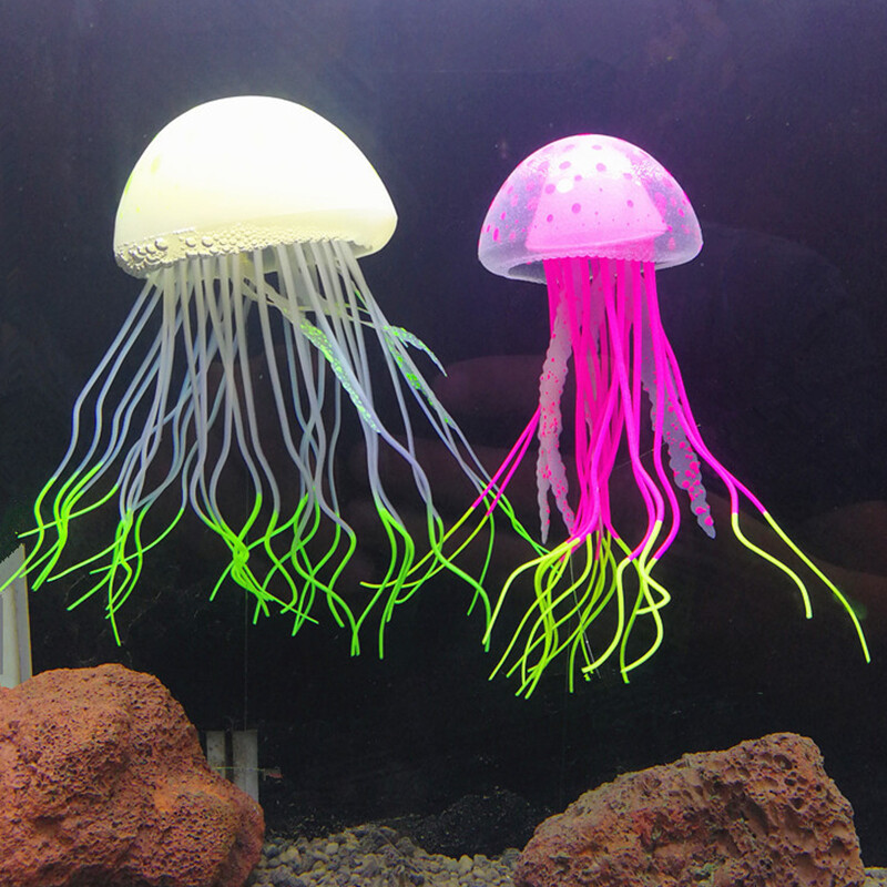 Fish Tank Decorations Artificial Glowing Moon Jellyfish Fish Tank