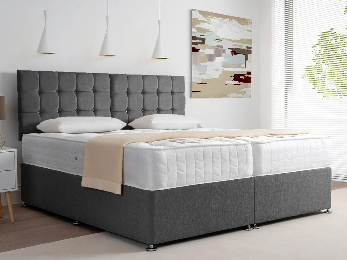 Zip Link Divan Bed plush fabric extra firm matt hotels landlords Best Price