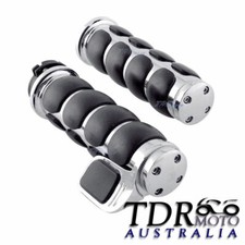1" 25mm Chrome Motorbike Handlebar Hand Metal Grips W/Throttle Boss For Harley