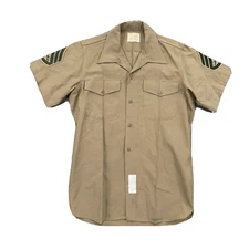 Great Northern Marine Corps Tan Button Up Short Sleeve Size Medium