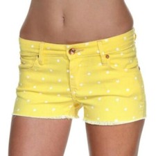 QSD Quicksilver canary yellow polka dot denim...