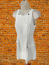 NINE WEST SIZE UK 6 WHITE SLEEVELESS SILVER BUTTON PLEATED TAILORED MINI DRESS