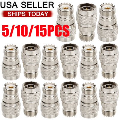 N-Type Male Plug to SO-239 UHF Female Jack RF Adapter Barrel Connector 5/10/15Pc