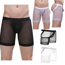 Mens Briefs Lingerie Underwear Sheer Shorts Sleepwear Nightwear Underpants Mesh