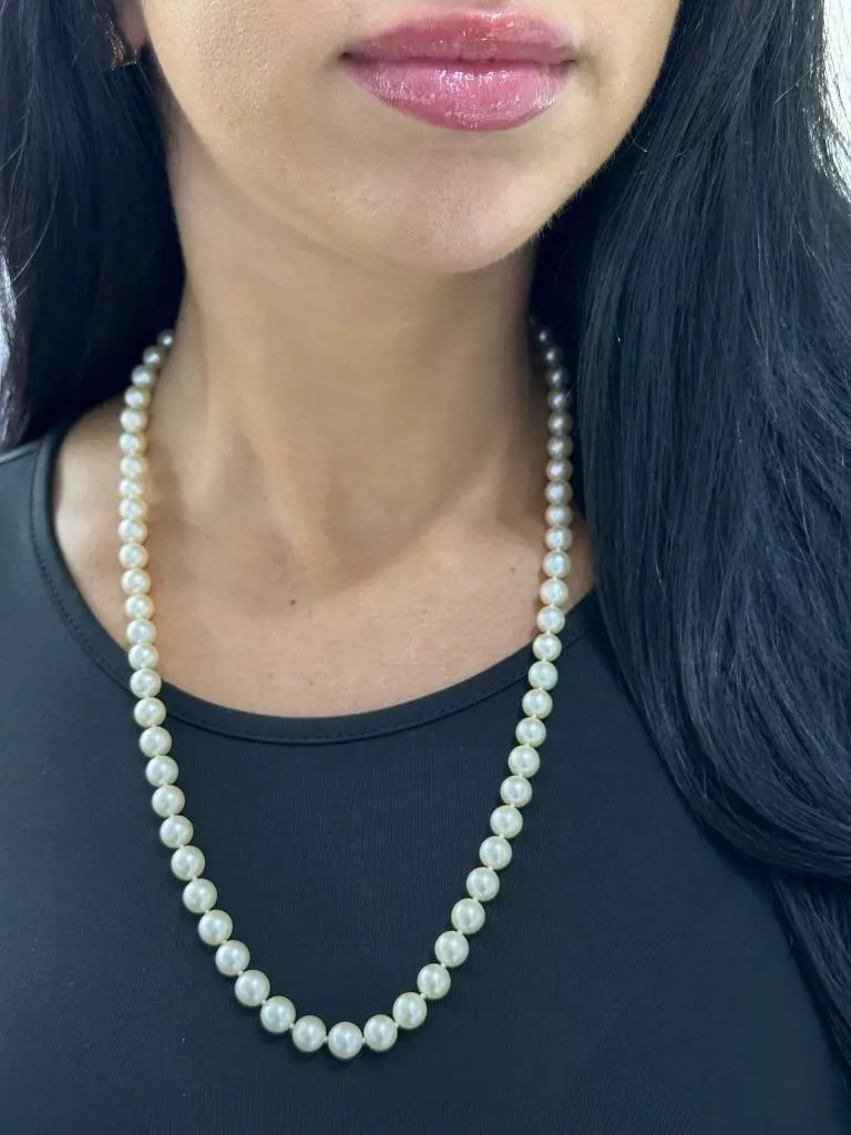 Long real cheap pearl necklace