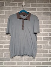 Armani Exchange Womens Striped Casual Snap Polo Shirt Blue Gray Size XL