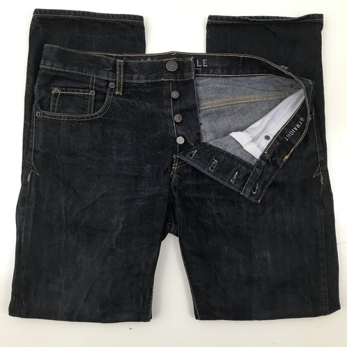 Vaqueros Aeropostale Para Hombre con botón y cremallera Recto 32x30 oscuro  envejecido medido a continuación | eBay