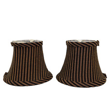 Set Lampshade Clip On Chandelier Striped Dark Brown Light Brown Liner Discolored