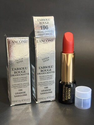 Lancome L'absolu Rouge Lipstick #196 ORANGE SANGUINE Drama Matte