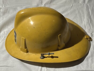 MSA TOPGARD Fireman s Safety Helmet Yellow Adjustable Size 1969 Class D Vintage