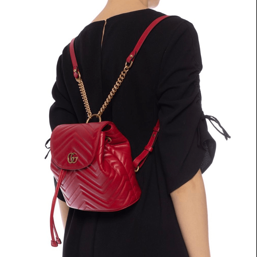 Gucci Marmont Metallasse Quilted Chevron Leather Drawstring  display picture 1