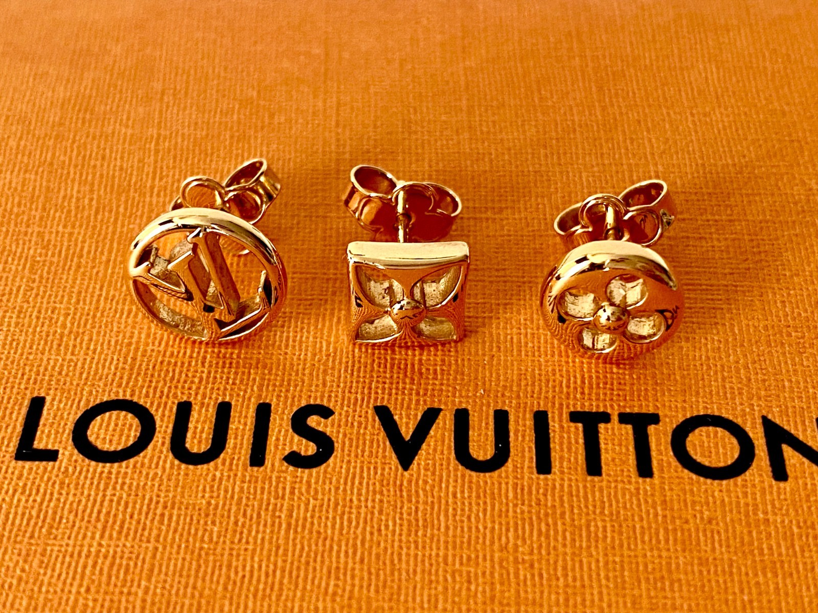 Louis Vuitton Iconic Stud Earrings – 3‑Piece Set, Authentic Pre‑Loved
