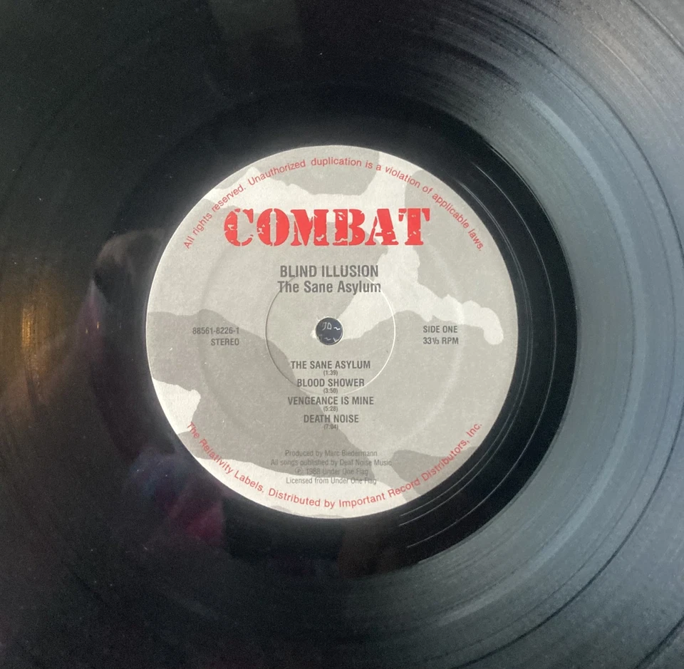 Scarce Blind Illusion Sane Asylum - 1988 Combat Release - NM- with Inner Primus - Image 3 of 3