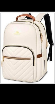 MATEIN Puffer Work Tote Bag in beige, designed as a large laptop bag and travel