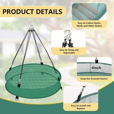 Bird Feeder with Drip Tray, Feeding Platform And Hook Made of Polyester for Easy