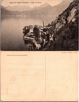 Varenna Lago di Como Italy Postcard Unposted Sepia Veduta dai Monti Vintage