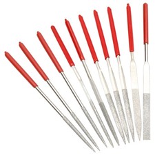 HARSKIYER 10pcs Metal File Set, 3x140mm Mini Diamond 3 x 140mm, Silver, Red