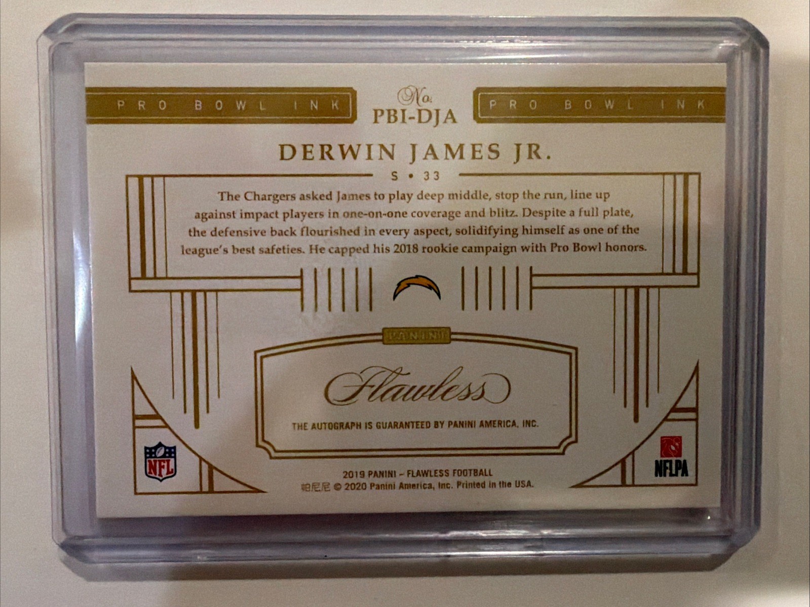 2019 Flawless Derwin James Jr. On Card Pro Bowl Auto /25 Chargers SSP Rare view 2