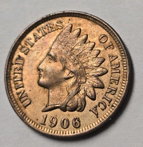 1906 Indian Head Cent AU+ RB