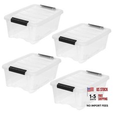 4-Pack 13 Quart Storage Bins with Lids - Transparent Design - 13 Qt Clear
