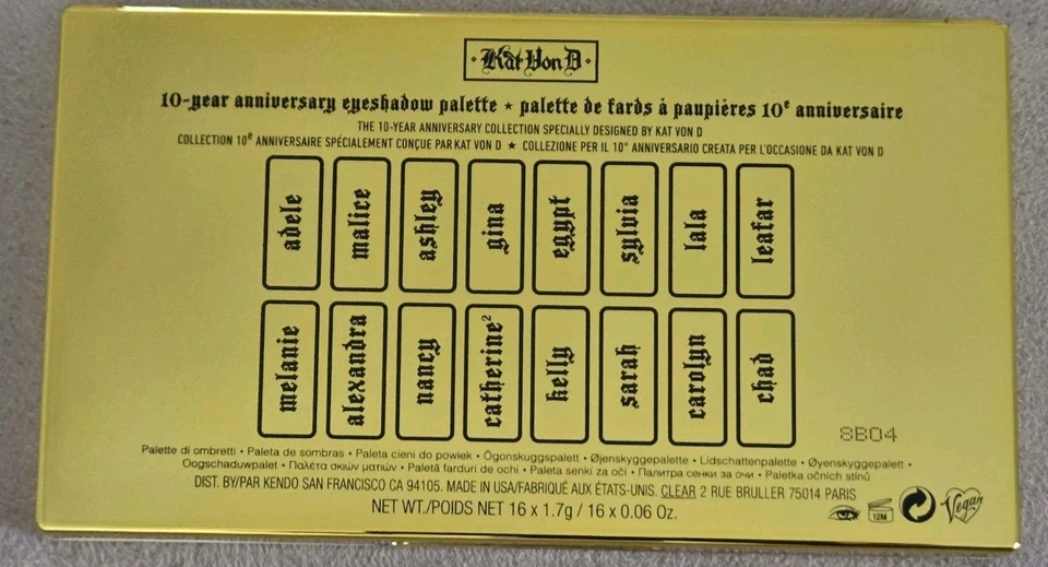KAT VON D 10 Year Anniversary Eyeshadow Palette ~READ DESCRIPTION~ - Image 2 of 4