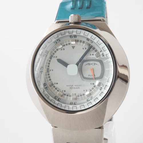 SEIKO ALBA AKA Bullhead V707-0A10 Quartz Silver Dial Vintage