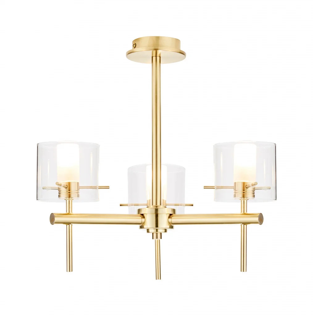 Bathroom Light Brass Gene 3 IP44 Satin Glass Spa SPA-31726-SBRS