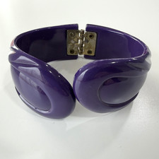 Vintage Purple Chunky Hinged Bangle Bracelet Sculptural Lucite Style