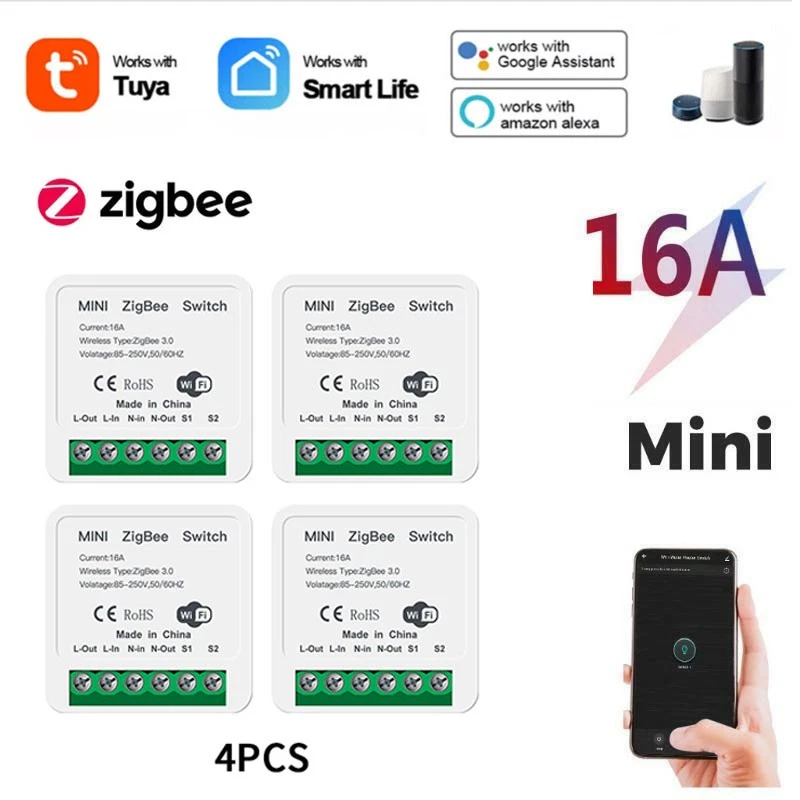 Zigbee 3.0 Smart Licht Schalter Modul Tuya Home Mini Funk Ein Ausschalter Alexa - Bild 3 von 4