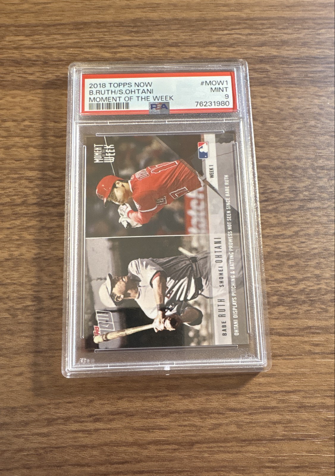 Shohei Ohtani 2018 Topps Now #MOW-1 Moment of the Week (w/B. Ruth