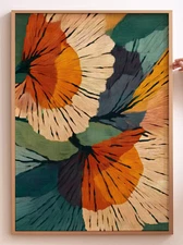 Abstract Botanical Flower Wall Art, Mid Century Modern Print, Retro Decor