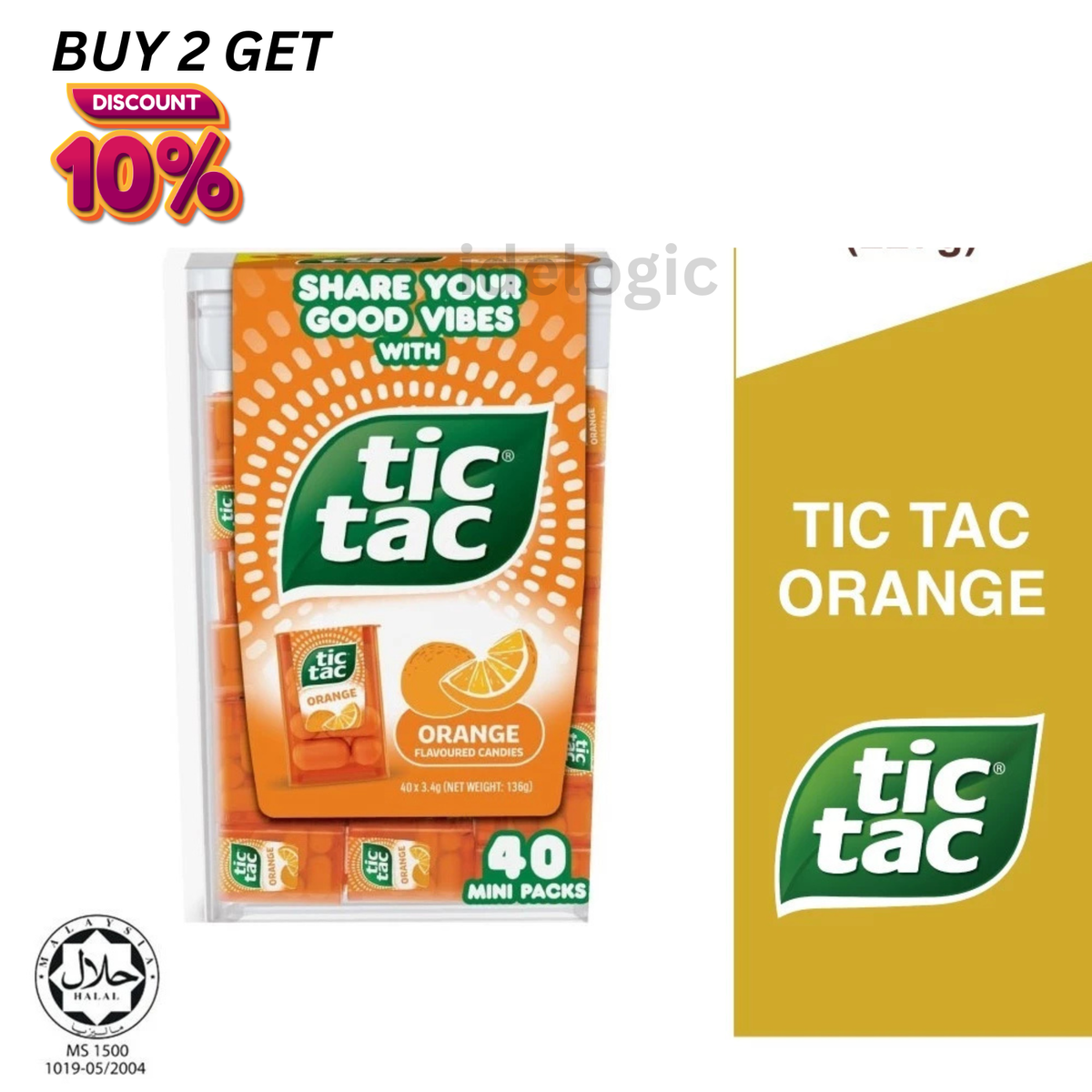 TIC TAC Box with 40 Mini Value Packs Orange Mints Flavoured