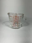 Vintage PYREX #516 2 Cup Glass Measuring Cup Red Letters Closed D-Handle (Chips)