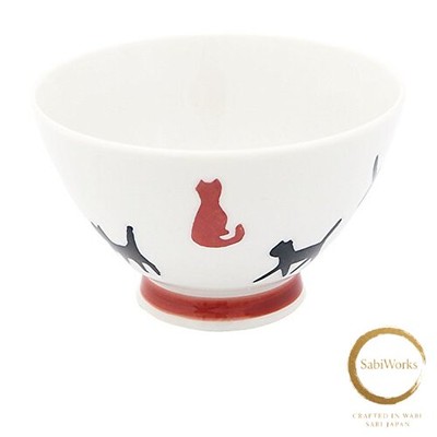 Neu 24to3Nishitomi Ware Tenryu Keramik Kurawanka Reisschüssel schwarze Katze