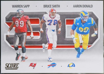 2021 Score #3D7 Aaron Donald / Bruce Smith / Warren Sapp 3D Football EX