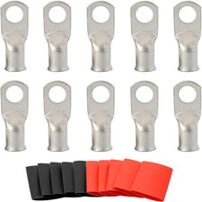 00 Gauge Tinned Copper Lugs 10 PCS 2/0 AWG - 1/2'' Cable Lugs UL Listed