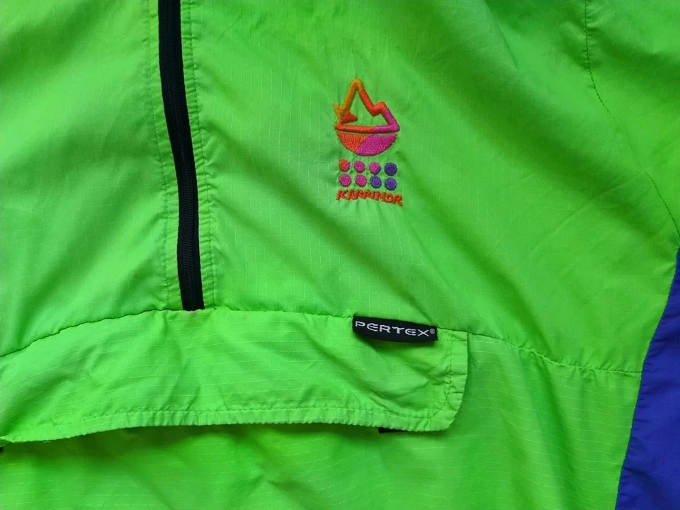 Pullover vintage Karrimor Elite Vector Pertex talla mediana verde neón/azul Foto 4 de 4