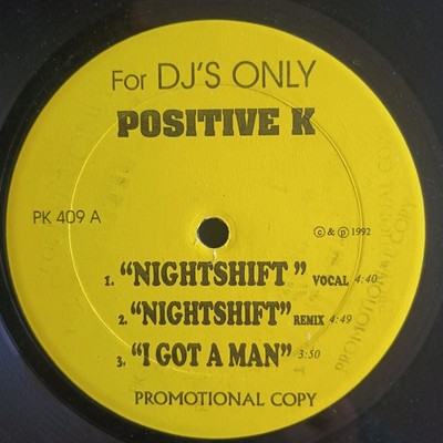 Positive K   Night Shift / Car Hoppers 12'' US-PROMO PRESS VG+