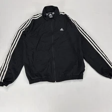Vintage ADIDAS Jacket Adult Medium Black Windbreaker Lined Sports Classic