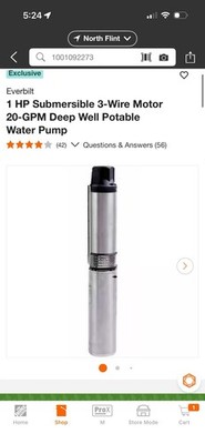 Everbild EFSUB10-123HD 1HP 3-Wire 230V 10GPM Submersible Deep Well Water Pump...