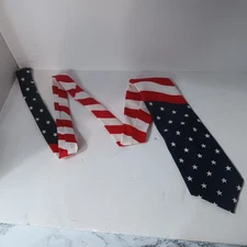 BERGAMO NEW YORK American Flag Red White Blue Tie #11279