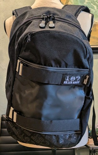 187 Killer Pads Standard Issue Backpack with Skateboard Straps Black Killer Bags