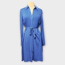 BODEN Jessie Jersey Shirt Dress Midi 8 R Blue Black Geometric Print Retro 70s EU
