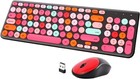 "Retro Typewriter Wireless Keyboard Mouse Combo 2.4GHz USB Round Keycaps"