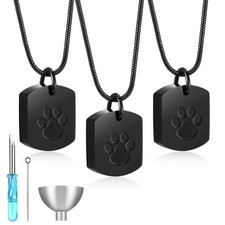 3 Pcs Pet Cremation Jewelry Urn Memorial Ashes Necklace for Women Men Animal ...