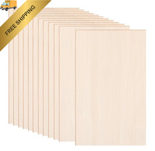 12 Pack Basswood Sheets 12x8x1/13 Inch Thin Plywood for Laser Cutting Crafts