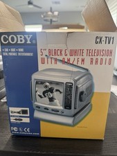 Coby CX-TV1 5  Black  White CRT Television AM/FM Radio   Tested Working